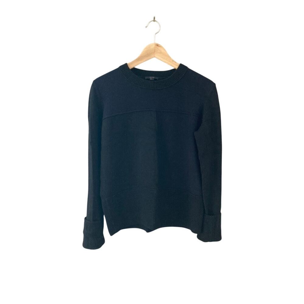 COS 100% Wool Boxy Pieced Knit Sweater - Black - Medium